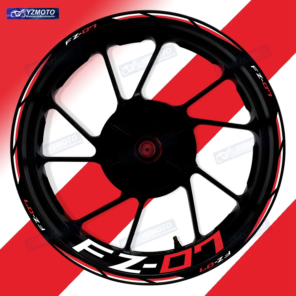 

For FZ-07 FZ07 Motorcycle 17 Inch Front Rear Wheel Racing Sticker Decal Reflective Waterproof Decorative Hub Stripe Rim Stickers