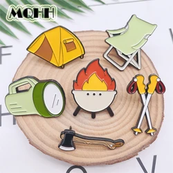 Creative Outdoor Camping Climbing Equipment Enamel Pins Bonfire Axe Tent Chair Alloy Brooch Badge Personality Jewelry Gift