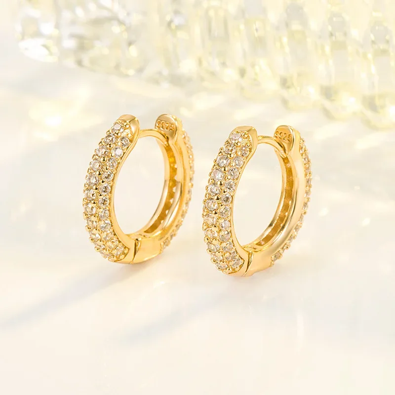 Real 18 Yellow Gold 1 Carats Diamond Earring Females Fine Aros Mujer Oreja 18K Gold Orecchini Gemstone Stud Earrings for Women