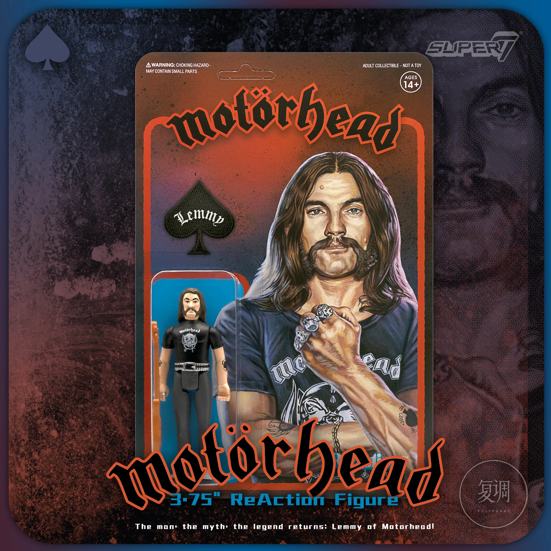 In Stock Super7 Motothead Lemmy ReAction Figure Toy Collection Gift Boy Doll Halloween Birthday