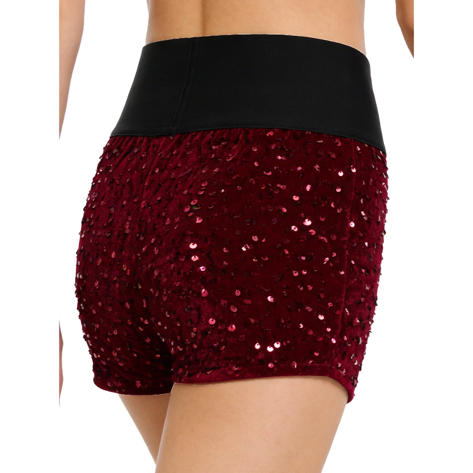 أزياء المرأة الترتر الغنيمة السراويل عالية الخصر مطاطا واسعة حزام السراويل الساخنة مهرجان الموسيقى الهذيان حزب كلوبوير