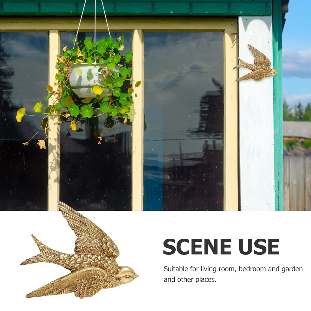 2 Pcs Wall Piece Statue Decoration Locket Bird Household Swallow Shaped Pendant Resin Indoor Craft Garden Adornment Decors