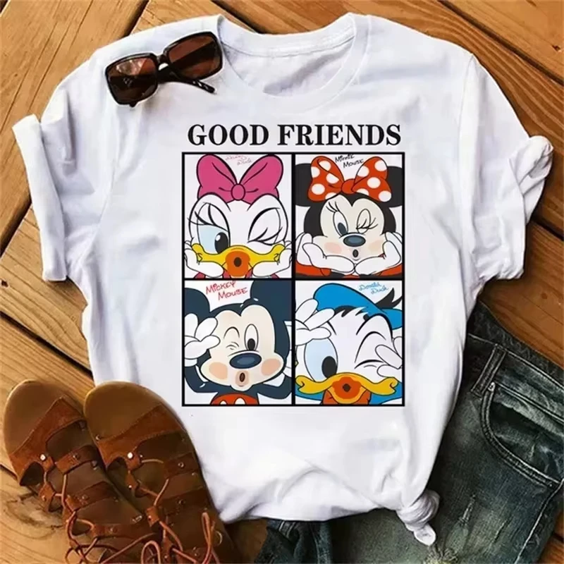 

Let's Cruise 2025 Disney Cartoon Captain Mickey Couple Printed Women's T-Shirt Fashion Cotton Short Sleeve Casual Top