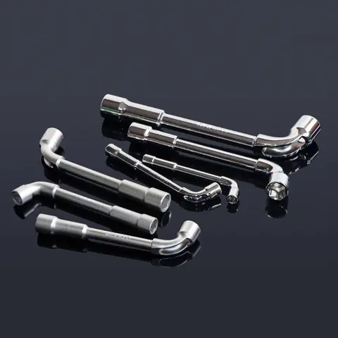 L 모양 소켓 렌치 6-24mm, 중공 더블 엔드 외부 육각 파이프 천공 엘보 렌치 너트 드라이버 리무버