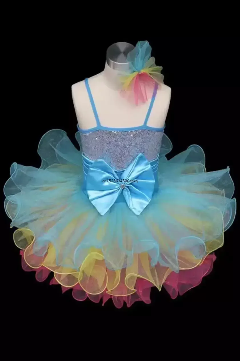 Kids Girls Sequins Jazz Dancewear Costume Ballet Modern Dance Performing Clothes Children Ballet Tutu Dress Dancewear