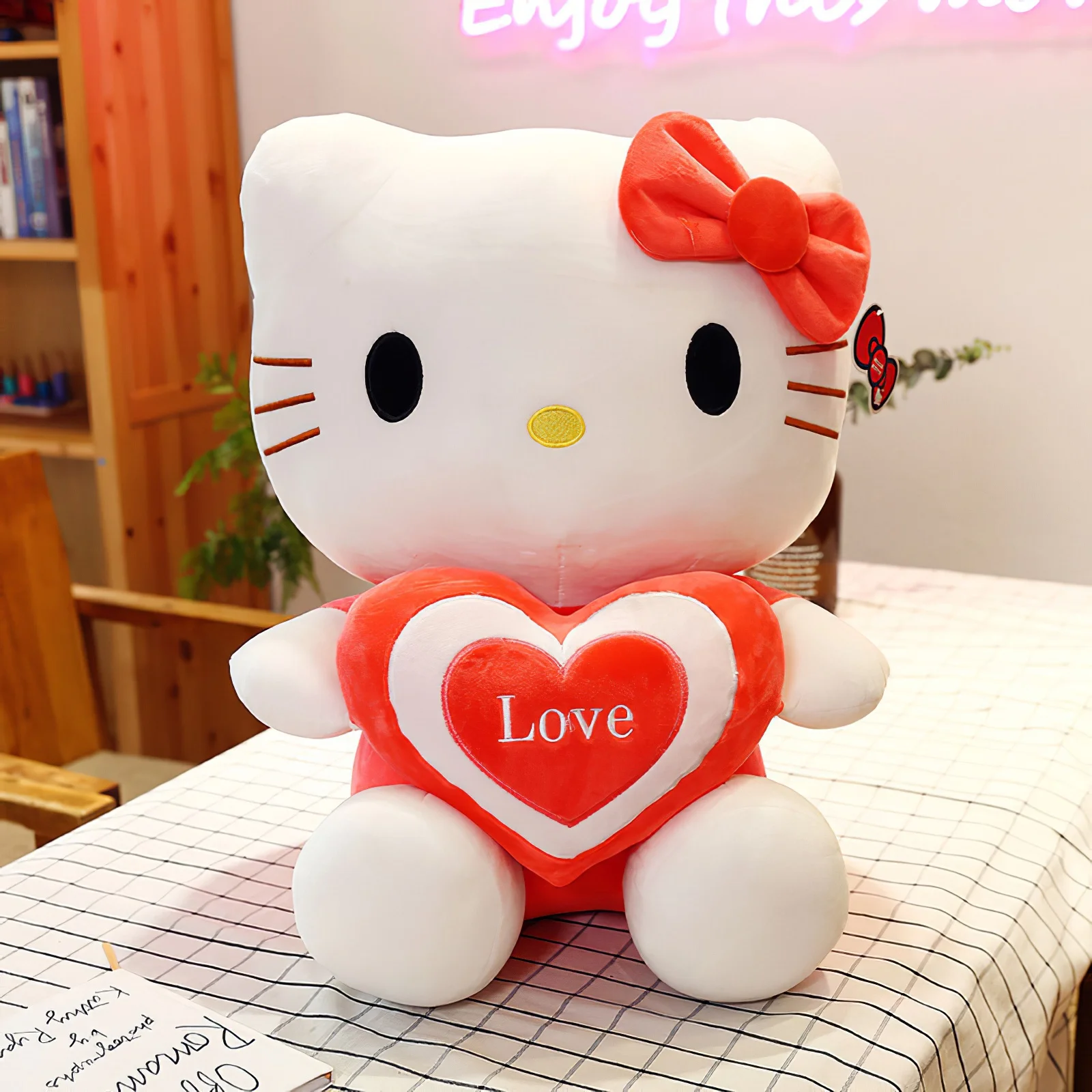 การ์ตูน Sanrio Hello Kitty ตุ๊กตาหนานุ่มน่ารักดอกไม้ KT แมวนุ่มตุ๊กตายัดไส้นางฟ้าขนาดใหญ่หมอนของขวัญวันเกิด