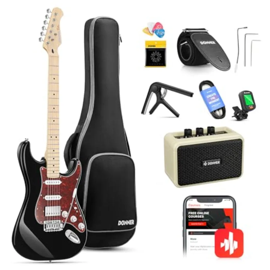 

39 Electric Guitar Kit HSS Pickup Coil Split with Amp Bag Accessories Black Solid Body Electric Guitarra Electrica