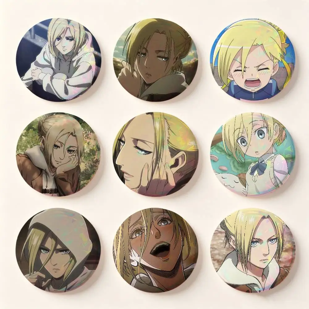 Annie Leonhart Anime Figure Badges 25 32 44 58 75 Mm Round Cosplay Pin Bag Decor Fans Collect Friends Gifts Brooch Souvenir
