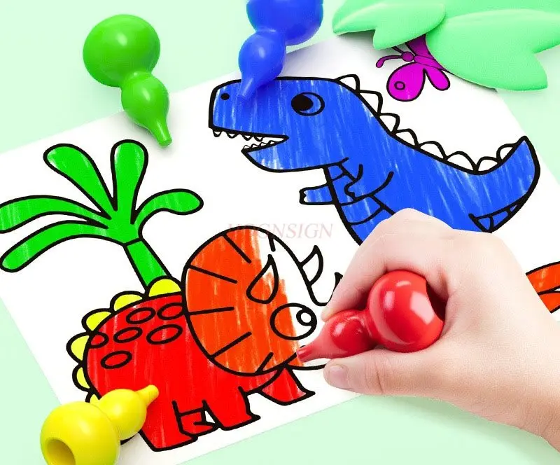

8PCS Children's Non Dirty Hand Gourd Crayon Baby Drawing Pen Color Painting Set Kindergarten Special Oil Painting Stick Primary