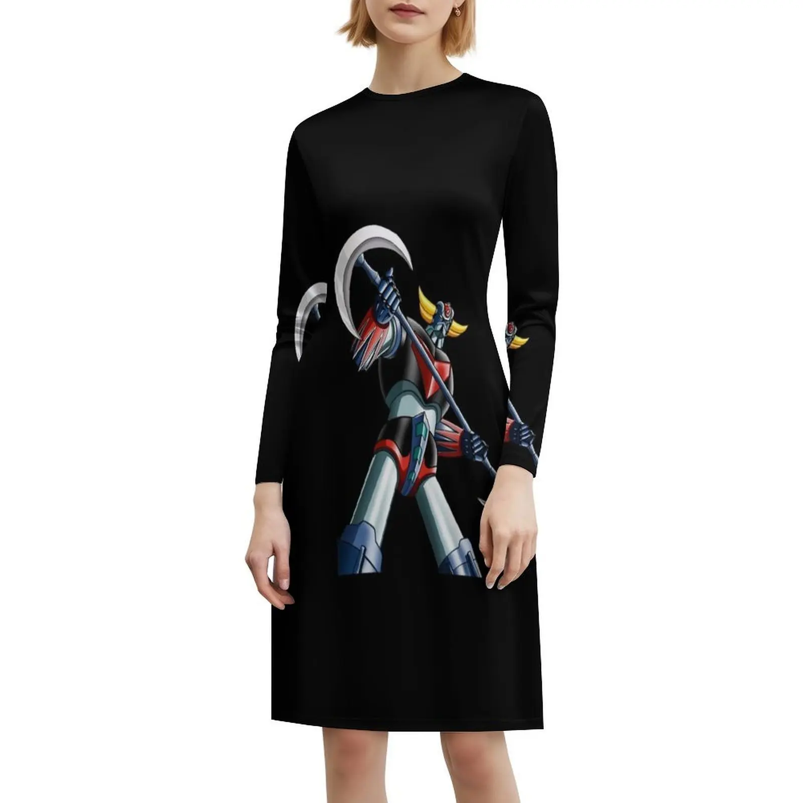 Goldrake Abito da donna Hip Hop Streetwear Stampa grafica Party Club Wear Ommik Cool Divertente Blu Nero Cover Abito da donna Geek