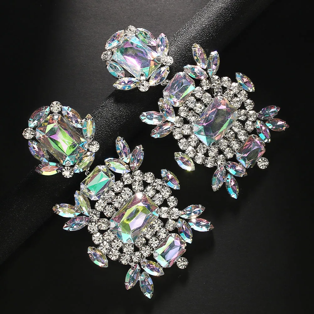 Stonefans Statement ab Crystal Large Earrings Exaggerated Jewelry Women Rhinestone Dangle Earrings African Accessories Gift