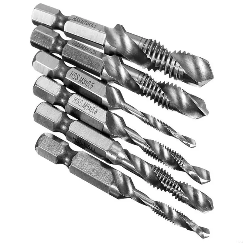 2025 NOUVEAU 6PCS M3-M10 VIS À TAP DROY BITS HSS Taps CounterSink Deburr Set Metric Combination Bit 1/4inch Changement
