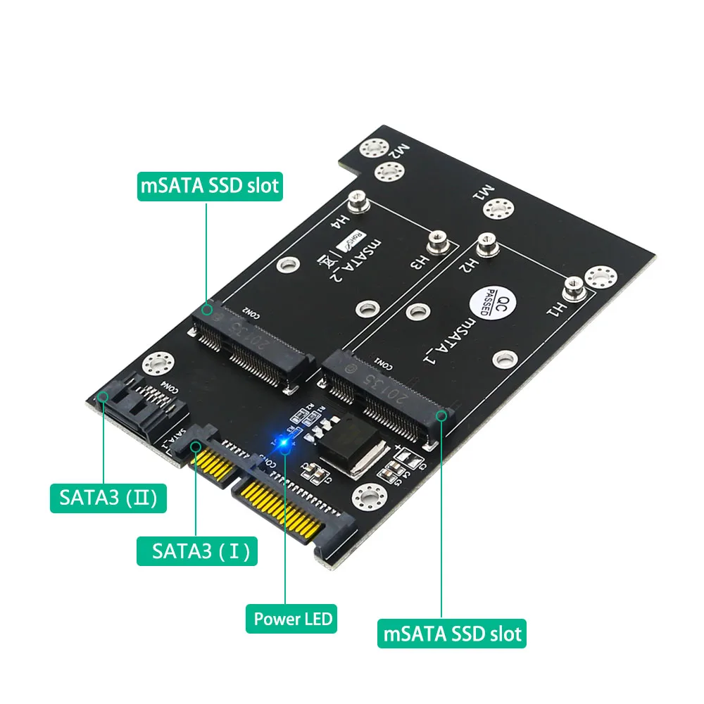 Uaktualnij wersję MSATA na Adapter SATA podwójny mSATA SSD na podwójny SATA 3 6Gbps płyta konwertera karta rozszerzająca dla systemu Windows Linux Mac 10 OS