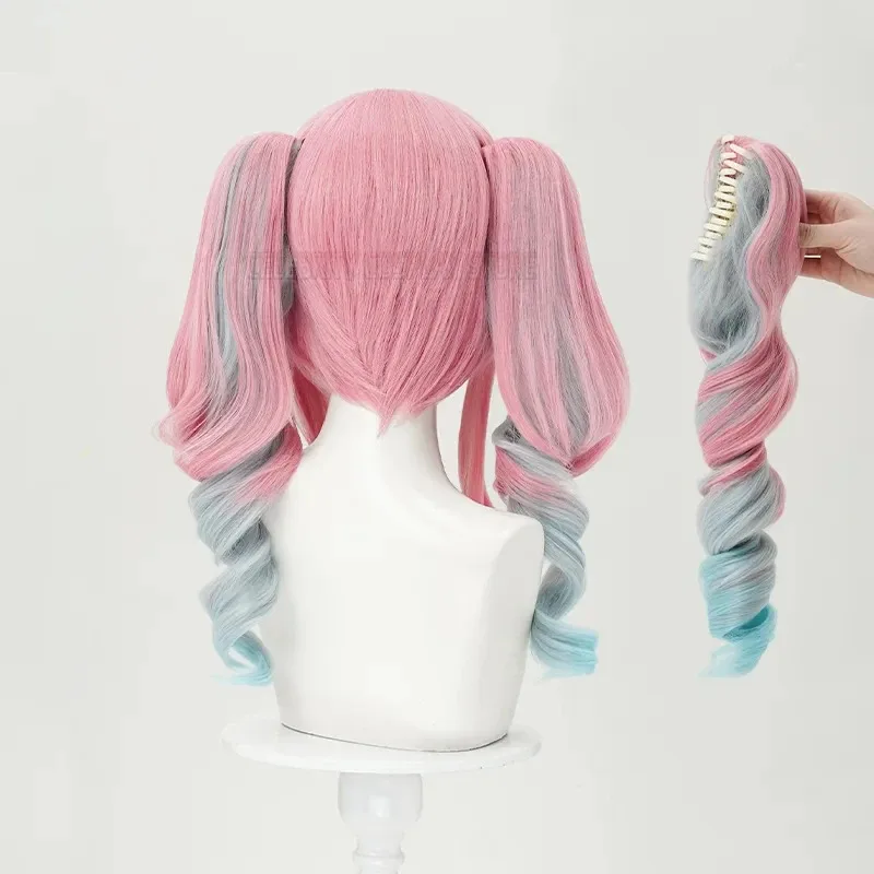 

asdh8@New Game Honkai Star Rail Hyacine Mizuki Cosplay Cosplay Wig Adult Women Pink Blue Curly Hair Heat Resistant Synthetic Wig