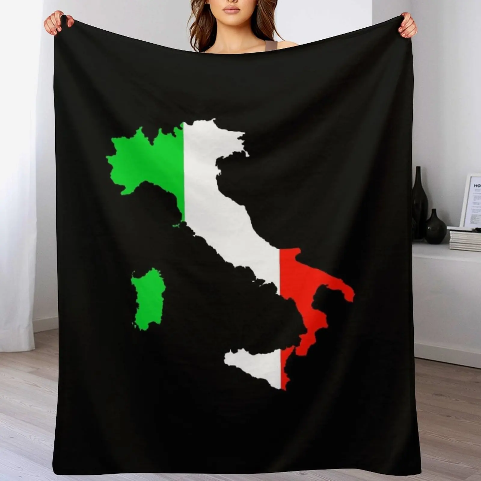 

Flag of Italy and Map of Italy Throw Blanket Personalized Gift Plaid cosplay anime Blankets