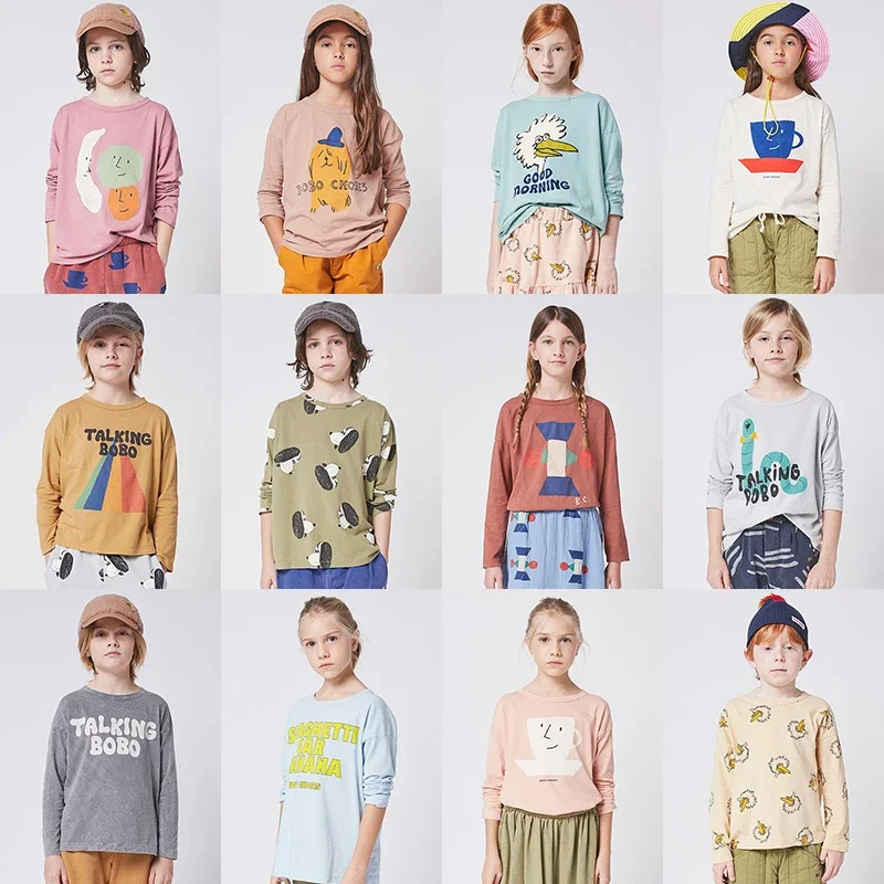 Korean Children's Autumn Winter Long Sleeve T-shirt Baby Cotton Cartoon Funny Tops Wear Tee for Girls & Boys