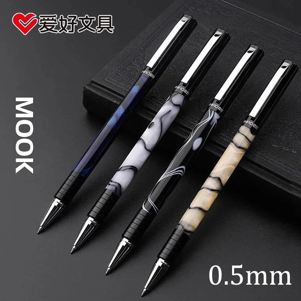 1pen+20refill AIHAO Gel Pen Acrylic Metal 0.5mm Black Bullet Head Heavy Hand Feel Office Accessories Kawaii School Stationery