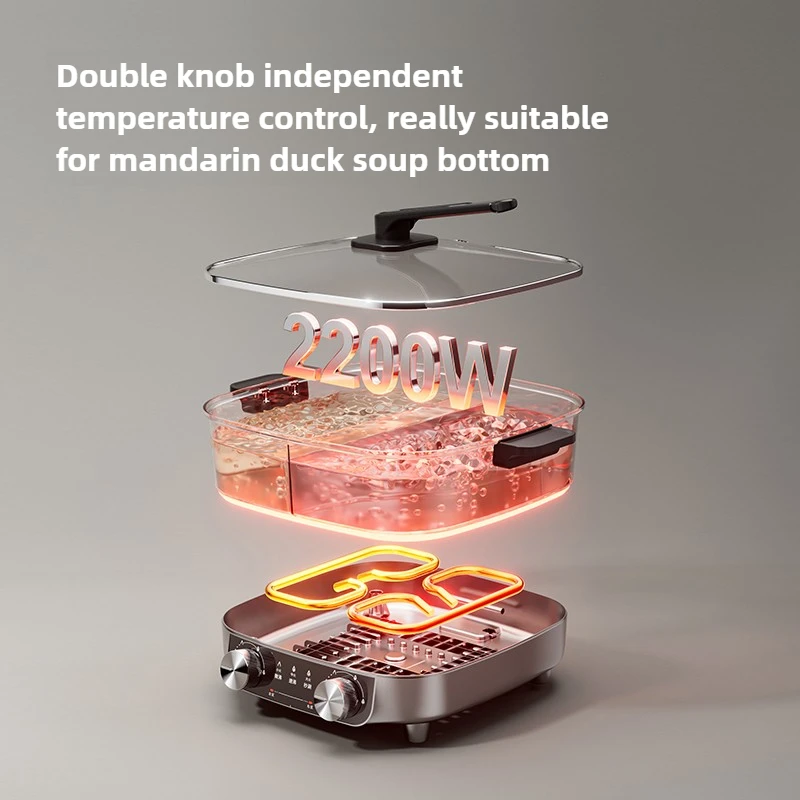 6л домашняя электрическая кастрюля, мультиварка, горячая кастрюля с 2 вкусами, антипригарная бытовая техника, пищевая плита 220 В