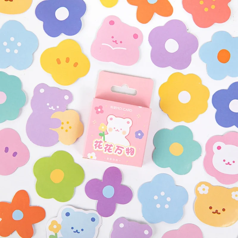46 Pieces Per Box Flowers Decorations Stickers DIY Scrapbooks Collages Journal Decorative Creative Stationery Stickers