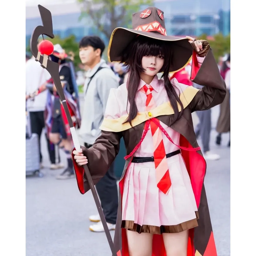 Anime God's Blessing on this Megumin Cosplay Costume Women Sorceress Dress Outfits Megumin Cos Wig Dress Halloween Cos Costumes