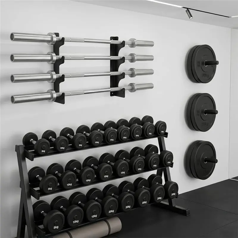 HOTB72A Weight Hanger Organizer Wall Mount Barbell Rack, Vertical Barbell Storage Holder, Home Gym Garage Gym Equipment