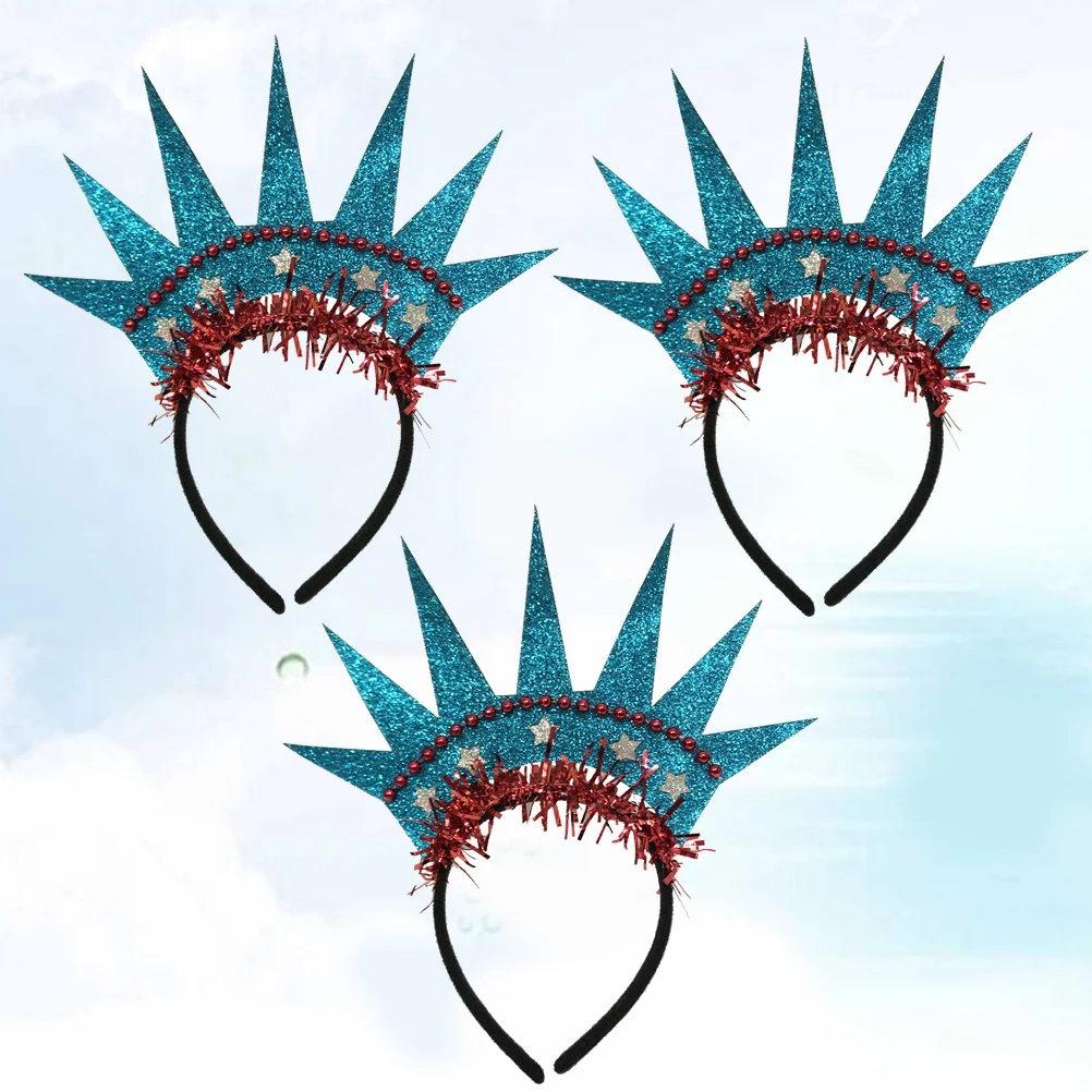 

3pcs Headband Statue Of Liberty Crown Design Lightweight Party Headdress For Festival Performance Photo Props Decorative