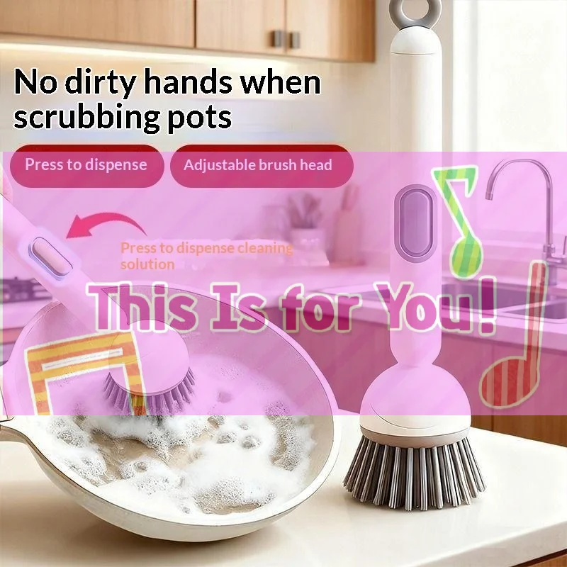 1/2 Pcs Adjustable Long Handled Liquid Washing Brush For Kitchen Dishwashing, Non Greasy And Non Damaging Multifunctional Brush