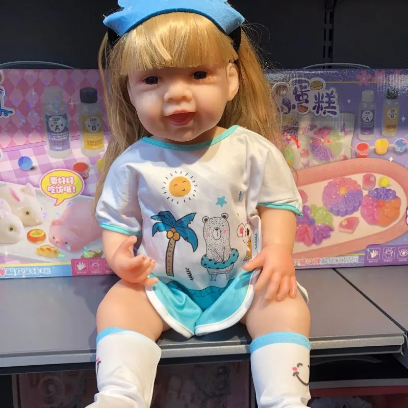 Lalka Reborn 55 cm, 3D, wysoka jakość kolorów, zmywalna, całe ciało z miękkiej gumy, biomimetyczna, realistyczna lalka niemowlę, lalka reborn.