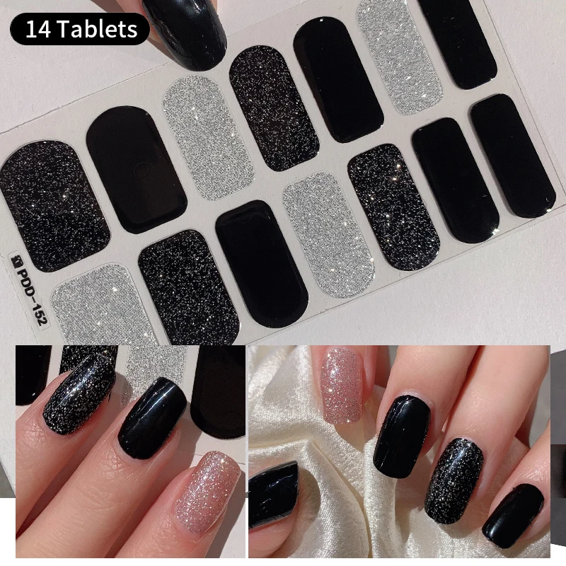 New Semi Cured Wraps Nail Sticker Solid Nail Gel Wraps Adhesive Full Cover Slider No Need UV Lamp Cured Fast Gel DIY Nail Decal