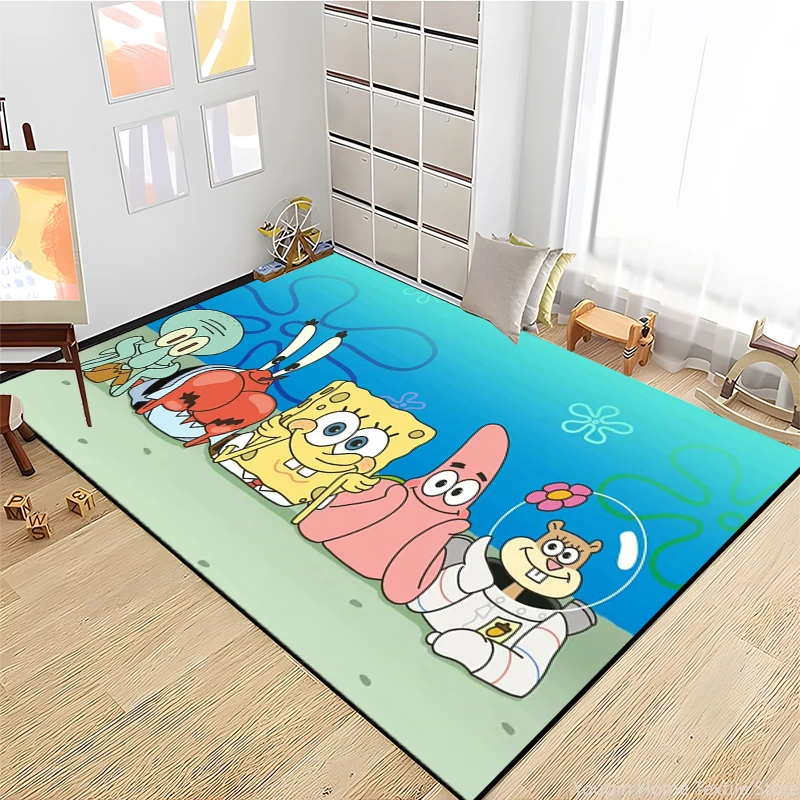 

New SpongeBob 3D Cartoon HD Printed Rug Carpet for Living Room Bedroom Decor,Floor Chair Mat Non-slip for Sofa Doormat Gift Kids