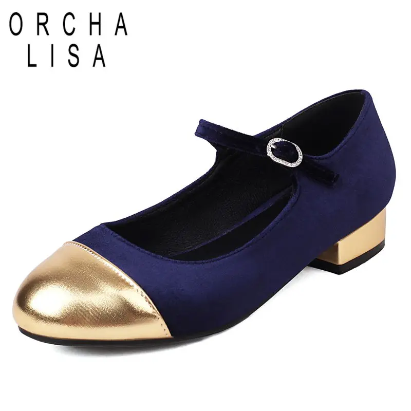 

ORCHA LISA Women's Fashion Sweet Soft Mary Janes Flats Casual Round Toe Buckle Strap Mixed Flock Suede Plus Size 47 48 On Sale