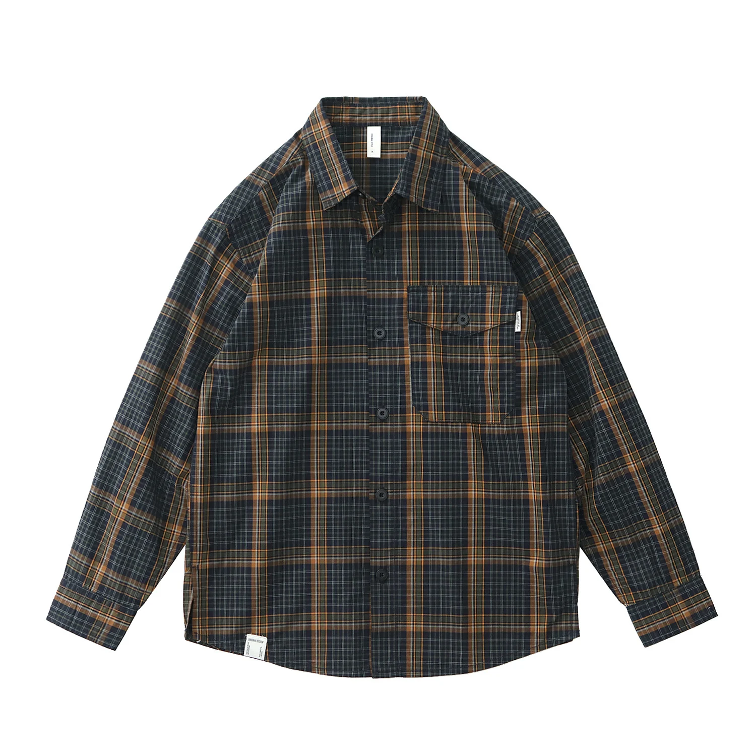 

Amikaki Men Cotton Washed Plaid Shirt Retro Style American Workwear Logger Long Sleeve Cargo Shirt Jacket With Chest Pocket