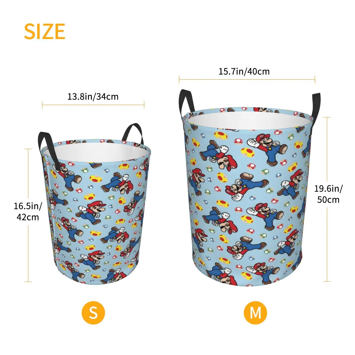 Custom M-Marioed Laundry Hamper Large Storage Basket Video Game Girls Boys Toy Organizer