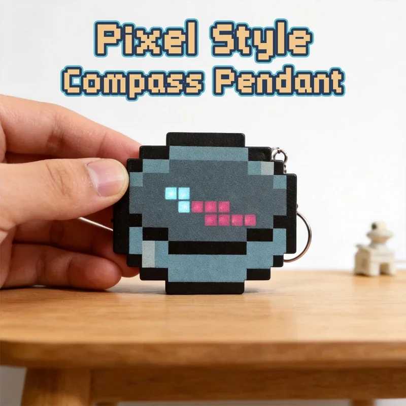 Llavero con Brújula Recargable y Portátil Estilo Pixel, Accesorio Retro para Mochila de Videojuegos, Brújula Móvil de Navegación, Regalo Genial para Gamers