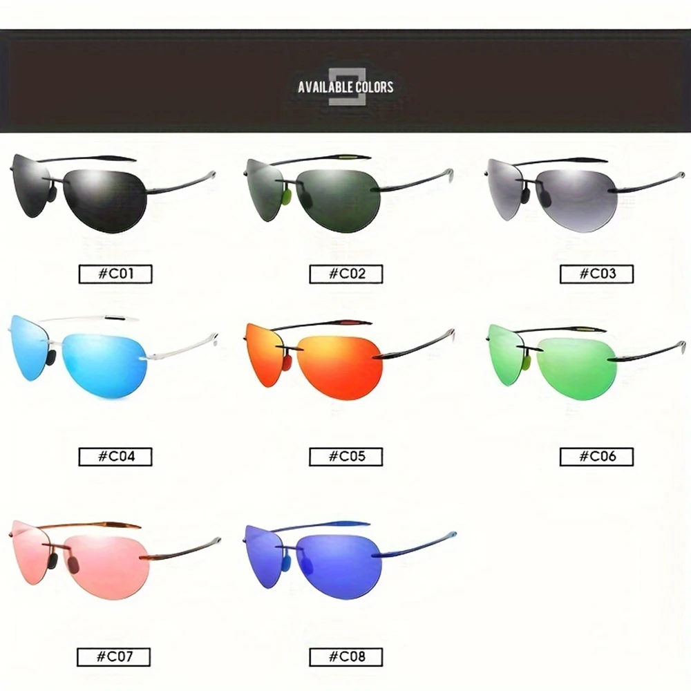 DUBERY Rimless Fashion Sunglasses For Men And Women 8 Colors Model 132