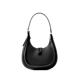 High Quality Cowhide Women Half Moon Bag Fashion Underarm Bag For women 2025 genuine leather Casual shoulder crossbody bag