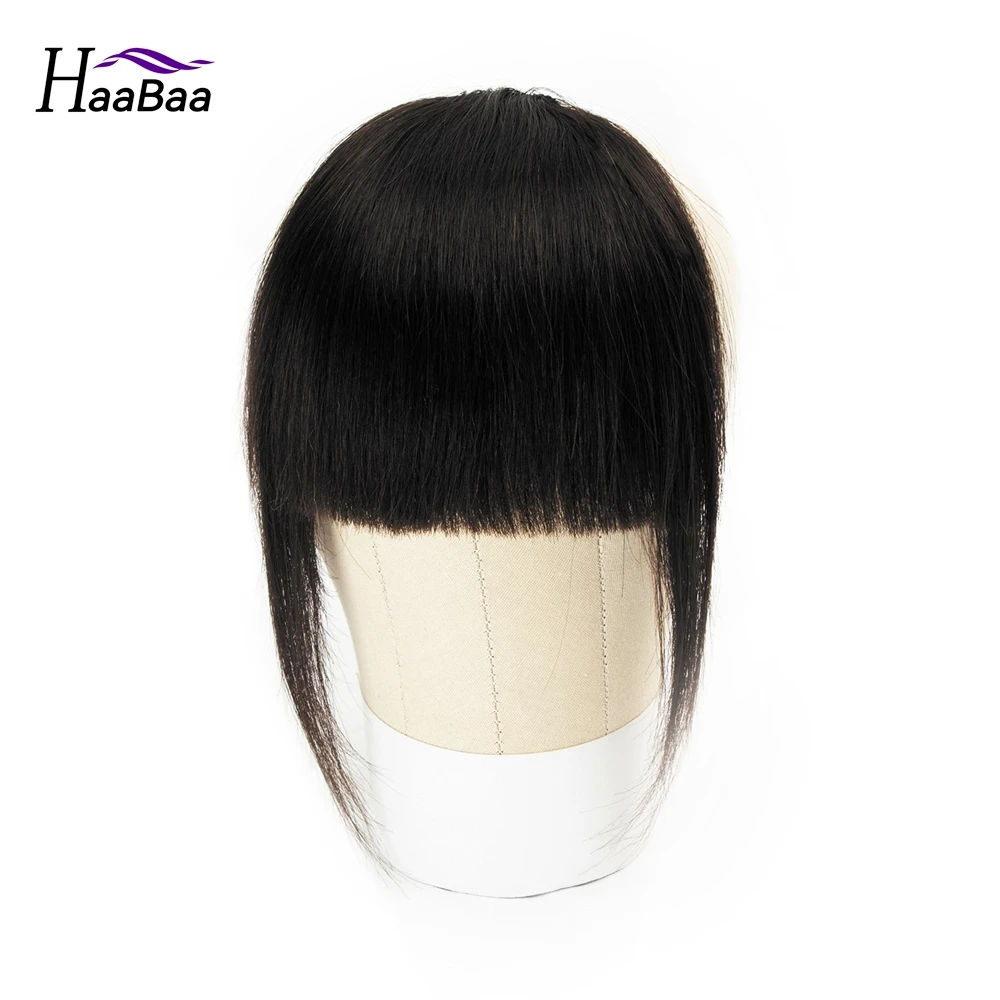 Natural Balck Clip in Hair Bangs Fringe Real Human Hair Bang Clip in Hair Extensions Clip on Bangs with Temples