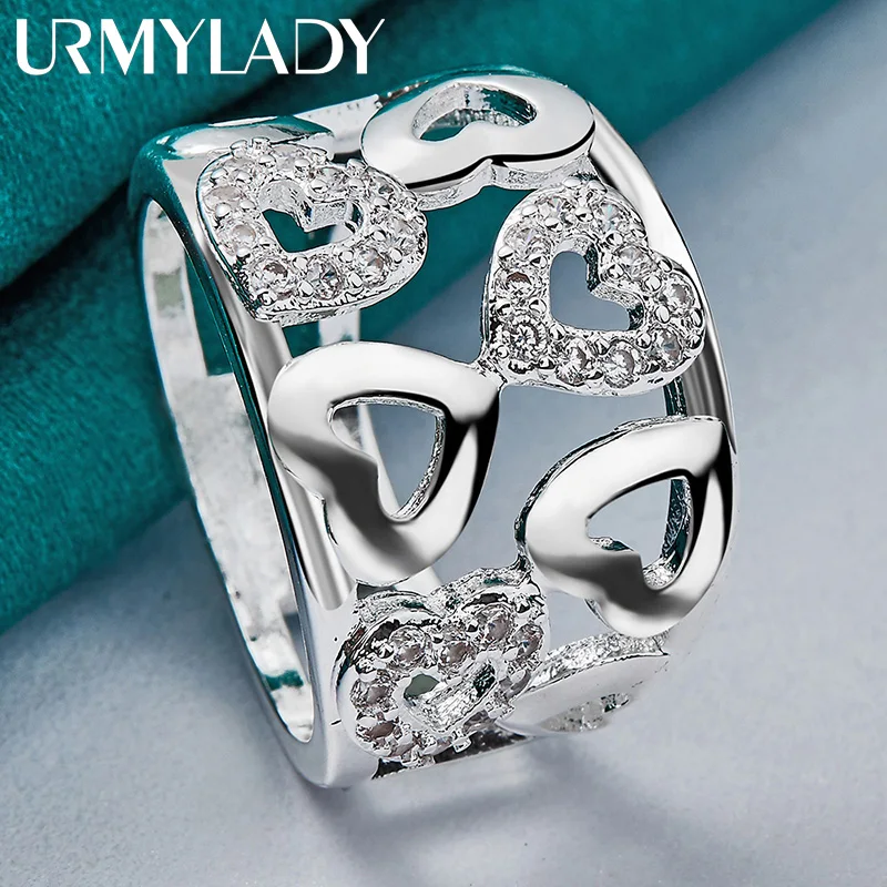 Women's 925 Silver Heart Zircon Wedding Ring