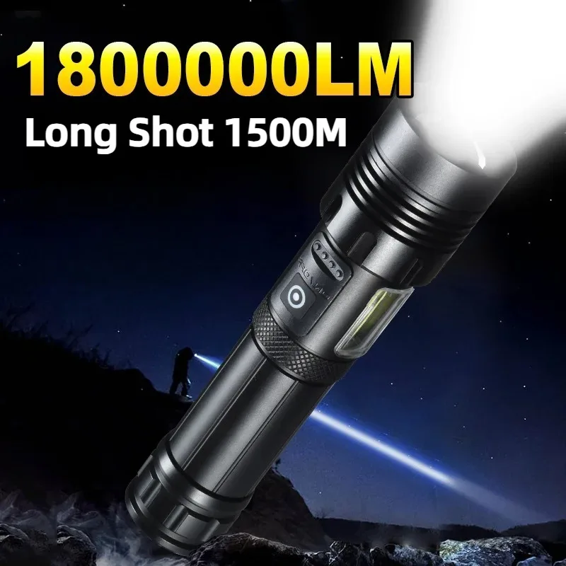 

Супер мощный светодиодный фонарик, мощный фонарь с боковым рабочим фонарем COB, перезаряжаемый через USB портативный уличный фонарь для кемпинга
