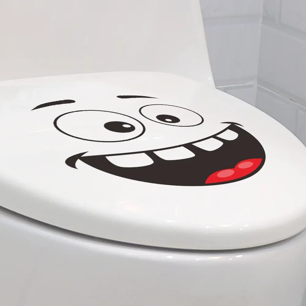 Creative Self-adhesive Toilet Stickers Funny Smiling Face Toilet Seat Lid Decorative Stickers Waterproof Fun DIY Wall Stickers