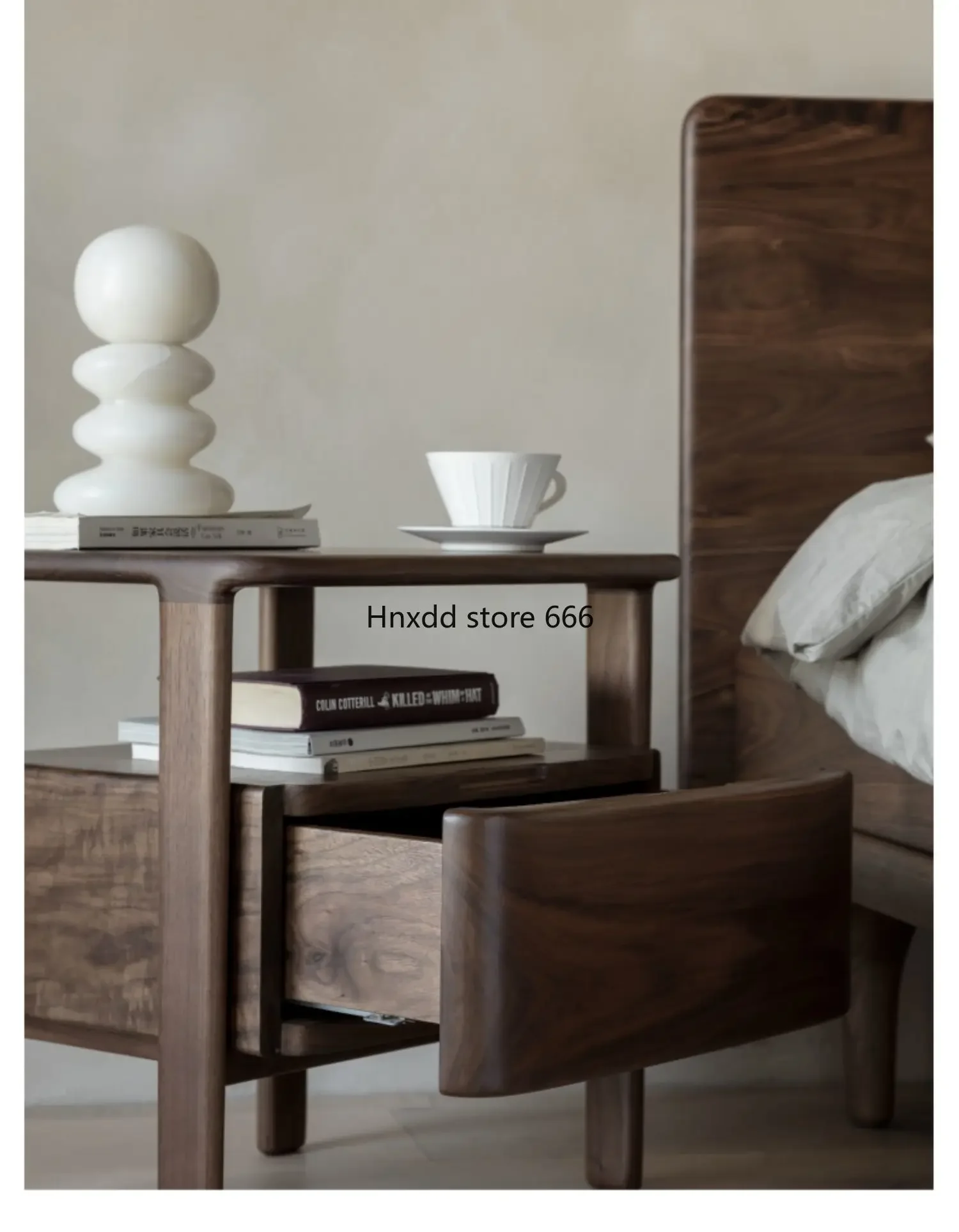 Solid wood bedside storage cabinet Small cabinet Bedroom locker Bedside table image 4