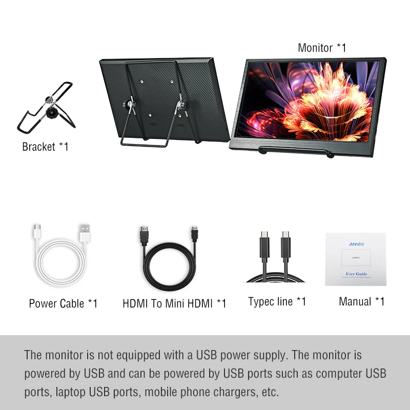 Anmite 11.6 بوصة IPS شاشة محمولة USB TYPE C HDMI للهاتف المحمول سطح المكتب MAC Switch PS4 XBOX