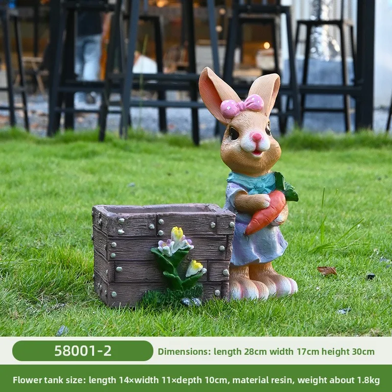 في الهواء الطلق أرنب زهرة اسطوانة غريب الأطوار الحيوان زارع لحديقة ديكور الكرتون النحت لحديقة فناء المناظر الطبيعية حلية #6
