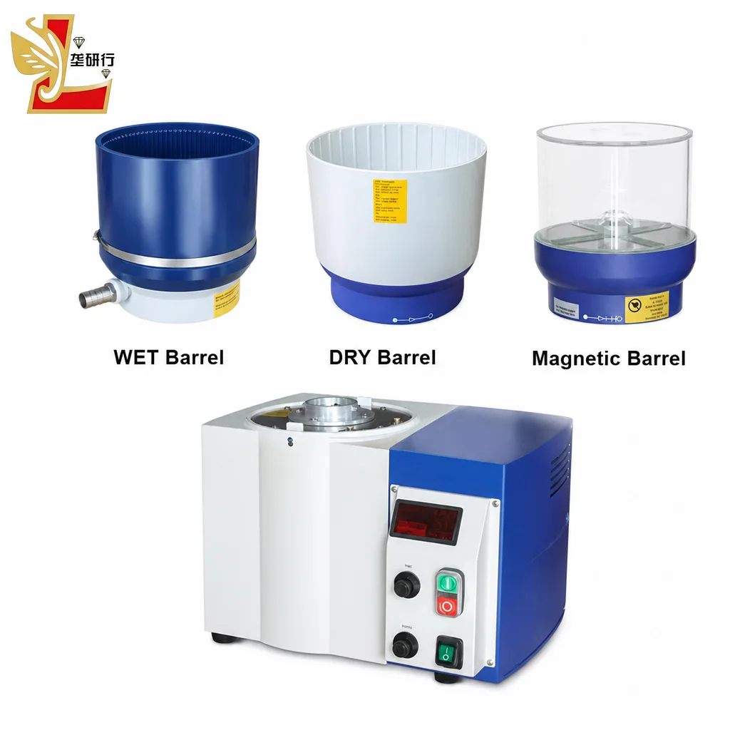 LYH-250S 3-in-1 Small Motor-Driven Grinding Polishing & Magnetic Wet/Dry Tumbling Machine Easy Operation For Jewelry Den tal Use