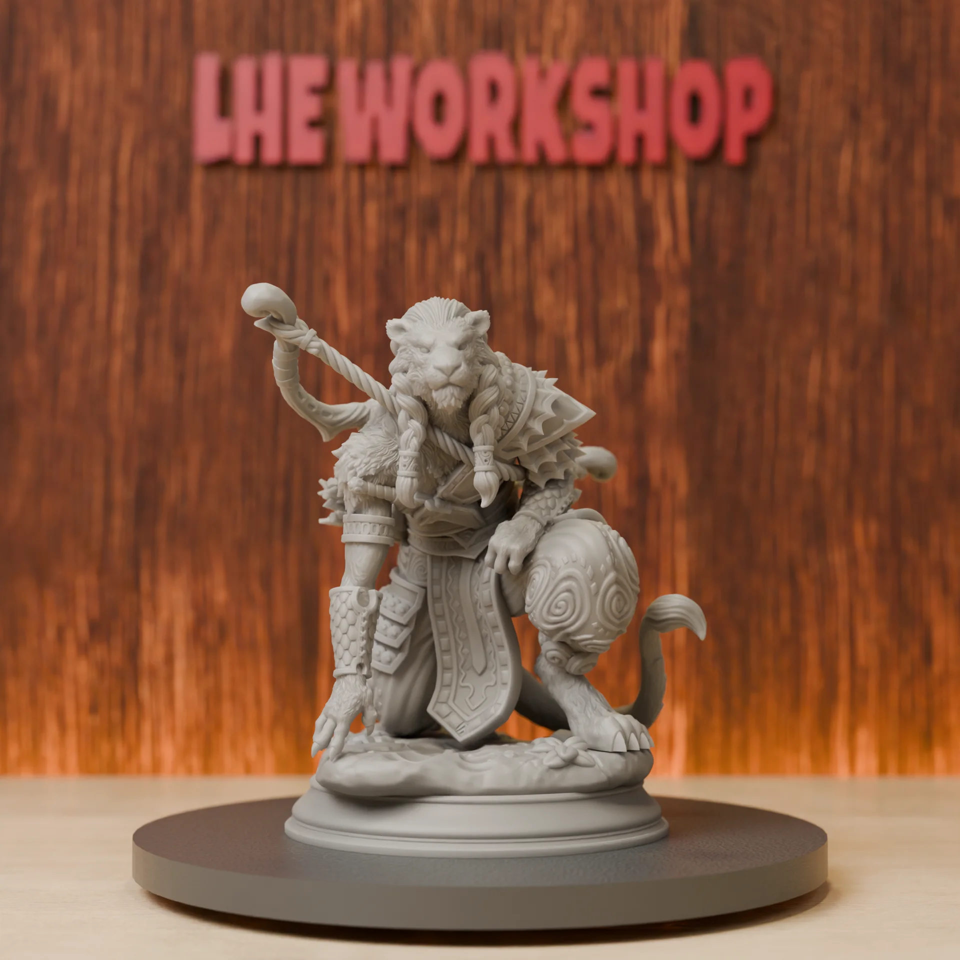 Lionfolk Tracker Hunter Miniatures | 28mm-75mm | Resin 3D Printed DND Pathfinder Mini | Unpainted Grey