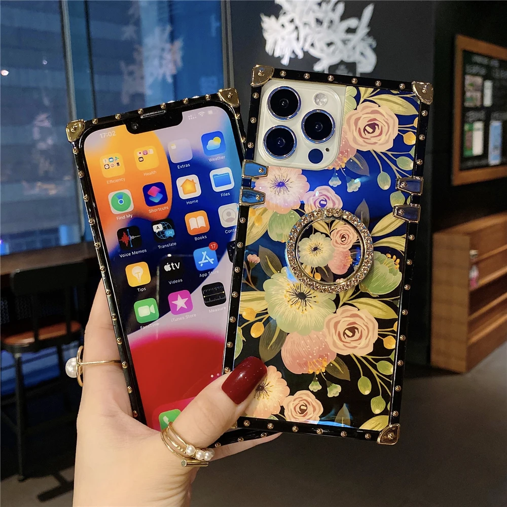 Luxury Glitter Laser Cover Retro Case for iphone 16 PRO MAX 16 Plus Peony Flower Case for iphone 15 PRO MAX 11 12 13 PRO 14 PRO