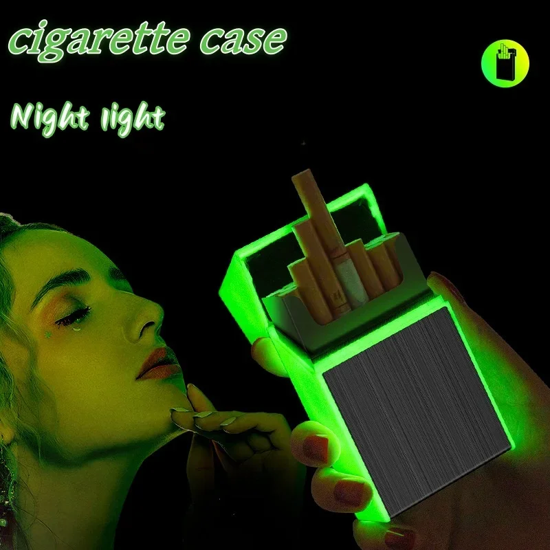 Cigarrette Box Cases Electric Lighter Luminous Hold 20 Thick Cigarettes Men's Gift Smoking Accessories USB Rechargeable Lighters