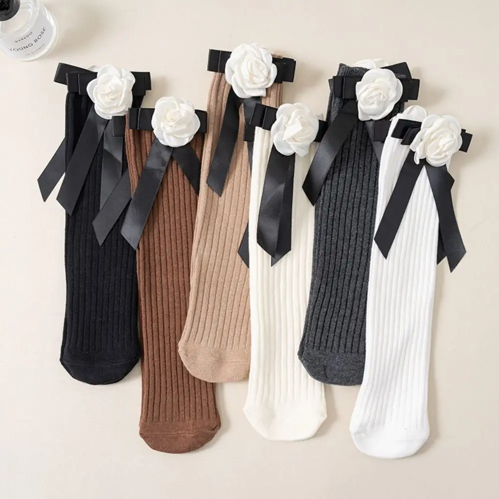 

Lolita JK Bow Lolita Socks Camellia Long Socks Calf Jk Socks Female Summer Thin Socks Harajuku Accessories Knee High JK Socks