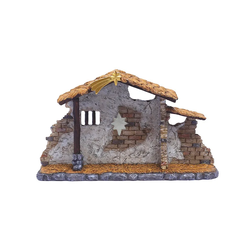 

1 PCS Christmas Stable House Shed Statue, Storage Box Shed Scene Sculpture, Decoration Item, Religious Gift, Desk Decoration
