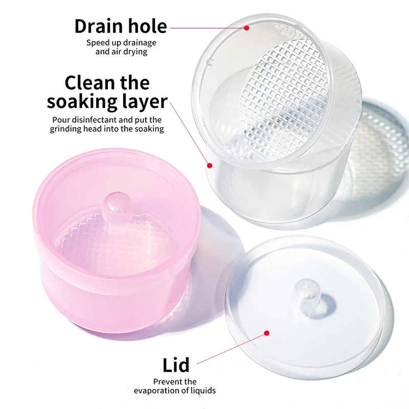 Herramienta para uñas, caja de limpieza desmontable, brocas, cabezal de molienda, cortador, pinzas, accesorios, caja de almacenamiento de desinfección de plástico, 1 ud.